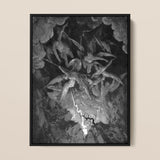 La caída del hombre - impresión artística de Gustave Dore / Lienzo, 12x16’’ / 31x41cm / Marco negro, Pósters, Impresiones y Arte visual, Toby Leon