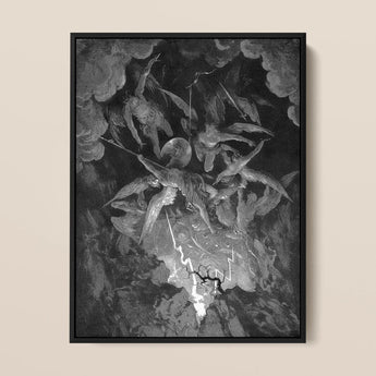 La caída del hombre - impresión artística de Gustave Dore / Lienzo, 12x16’’ / 31x41cm / Marco negro, Pósters, Impresiones y Arte visual, Toby Leon
