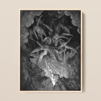 La caída del hombre - impresión artística de Gustave Dore / Lienzo, 12x16’’ / 31x41cm / Marco natural, Pósters, Impresiones y Arte visual, Toby Leon