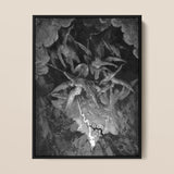The Fall of Man - Gustave Dore Art Print / Canvas Black-framed Artwork Dramatic Monochromatic Angels Turmoil Cracked Earth Milton’s Cosmic