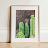 Family Affair - Modern Cactus Art Print / Canvas, 12x16’’ / 31x41cm / Natural Frame / Matboard, Posters Prints & Visual Artwork, Toby Leon