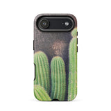 Family Affair - Modern Cactus Iphone Case 17 Air / Matte Green Cactus Phone Case Black Accents Textured Surface Striking Iphone Case,