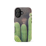 Family Affair - Modern Cactus Iphone Case 17 / Matte Green Cactus Phone Case Black Background Textured Surface Striking Iphone Case, Modern