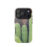 Family Affair - Modern Cactus Iphone Case 17 Pro / Matte Green Cactus Phone Case Black Accents Textured Surface Striking Iphone Case,