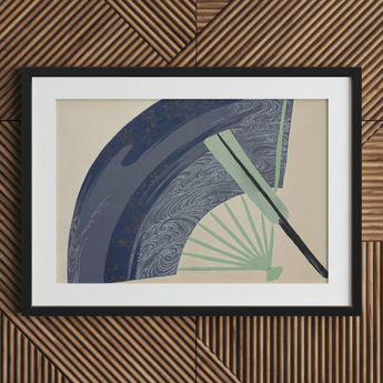 Fan - Kamisaka Sekka Japanese Meiji Art Print / Canvas, 30x20’’ / 76x51cm / Black Frame / Matboard, Posters Prints & Visual Artwork, Toby