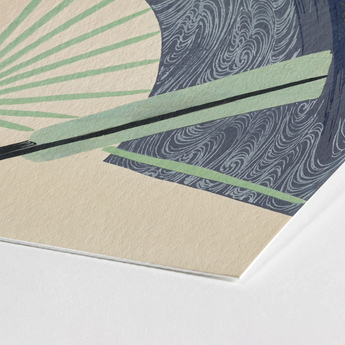 Fan - Kamisaka Sekka Japanese Meiji Art Print / Canvas Modern Abstract Stylized Green Gray Wave, Edo Woodblock, Edo-period Japan Prints