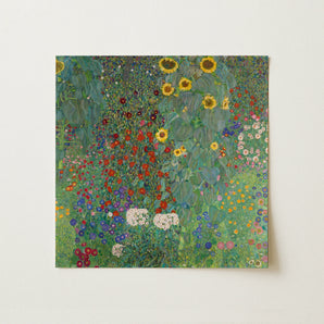 Farm Garden with Sunflowers - Gustav Klimt Art Print / Canvas, 12x12’’ / 31x31cm / Unframed / no Border, Posters Prints & Visual Artwork,