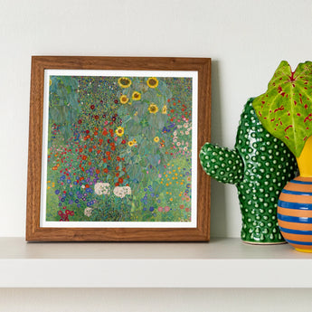 Farm Garden with Sunflowers - Gustav Klimt Art Print / Canvas Framed Colorful Floral Painting Klimt’s, Mesmerizing Botanical Wonderland