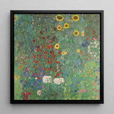Farm Garden with Sunflowers - Gustav Klimt Art Print / Canvas Vibrant Framed Reproduction Klimt’s ?The Garden” Lush, Mesmerizing Botanical W