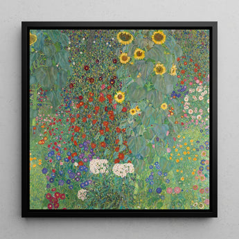 Farm Garden with Sunflowers - Gustav Klimt Art Print / Canvas Vibrant Framed Reproduction Klimt’s ?The Garden” Lush, Mesmerizing Botanical W