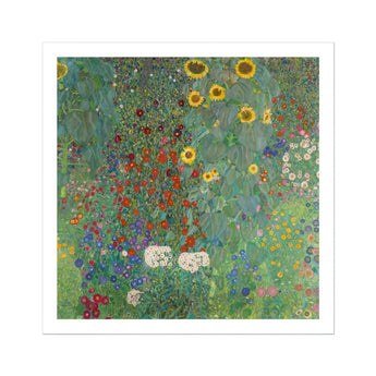 Farm Garden with Sunflowers - Gustav Klimt Art Print / Canvas Vibrant Garden Painting Sunflowers Poppies Wildflowers Bloom Gustav Klimt’s