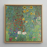 Farm Garden with Sunflowers - Gustav Klimt Art Print / Canvas Vibrant Square-framed Reproduction Klimt’s ?The Garden” Lush, Mesmerizing B