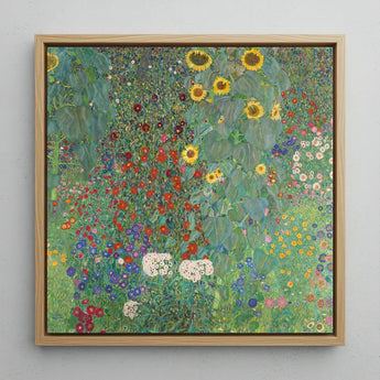 Farm Garden with Sunflowers - Gustav Klimt Art Print / Canvas Vibrant Square-framed Reproduction Klimt’s ?The Garden” Lush, Mesmerizing B