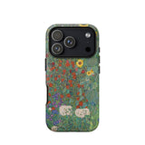 Farm Garden with Sunflowers - Gustav Klimt Phone Case Iphone 17 Pro / Matte Green Floral Wildflowers Design Durable, Art Nouveau Treasure