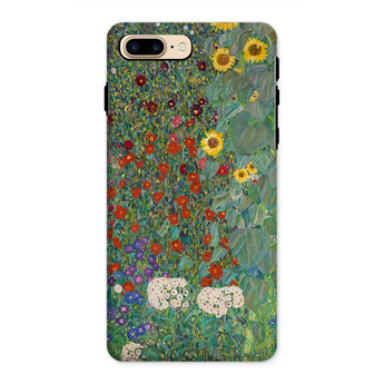 Farm Garden with Sunflowers - Gustav Klimt Phone Case Iphone 8 Plus / Matte Floral-patterned Phone Case Colorful Garden Scene Sunflowers
