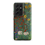 Farm Garden with Sunflowers - Gustav Klimt Phone Case Samsung Galaxy S21 Ultra / Matte Vibrant Floral Phone Case Detailed Print Sunflowers