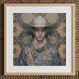 Farzad - Tirage d'art cowboy gay arabe / Toile, 12x12’’ / 31x31cm / Cadre naturel / Passe-partout, Posters Prints & Visual Artwork, Toby Leon