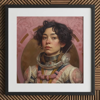 Faustina - Mexican Lesbian Astronaut Art Print / Canvas Black Framed Portrait Woman Suit Latina, Gayest Prints