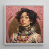 Faustina - Mexican Lesbian Astronaut Art Print / Canvas Framed Portrait Woman Suit Curly Dark Hair Latina, Gayest Prints