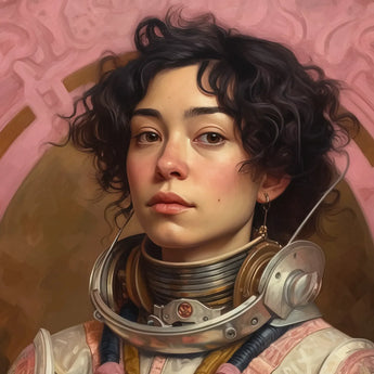 Faustina - Mexican Lesbian Astronaut Art Print / Canvas, Lesbian Latina Astronaut, Faustina Astronaut, Gayest Astronaut