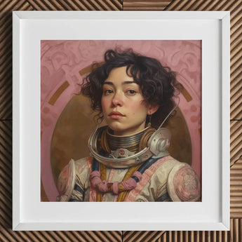 Faustina - Mexican Lesbian Astronaut Art Print / Canvas White Framed Portrait Latina, Gayest Prints