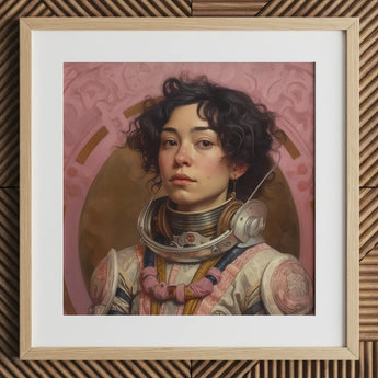 Faustina - Mexican Lesbian Astronaut Art Print / Canvas Wooden Framed Portrait Woman Astronaut Suit Lesbian Latina Astronaut, Faustina