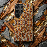Featherweight Champion - Garuda Feathers Phone Case Phone Case Symmetrical Geometric Pattern Shades Brown Gold Featherweight Champion, Thai