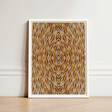 Framed Abstract Artwork Symmetrical Geometric Pattern Golden Gray Trippy Thai Garuda, Art, Ancient Mythology