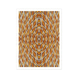 Featherweight Champion - Trippy Thai Garuda Art Print / Canvas Abstract Geometric Pattern Diamond Shapes Orange Yellow Gray, Ancient