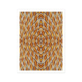 Featherweight Champion - Trippy Thai Garuda Art Print / Canvas Abstract Geometric Pattern Diamond Shapes Orange Yellow Gray, Ancient