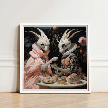 Framed Artwork Two Ornate Insect-like Figures Period Attire Lowbrow Alien Renaissance, Art, Phantasmagoric Feast