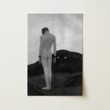 Feeling of Dependency - Sascha Schneider Art Print / Canvas Black-and-white Artwork Nude Figure Chains Viewer Dark Shadowy Sascha Schneider