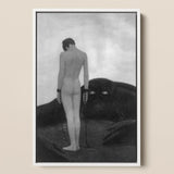 Feeling of Dependency - Sascha Schneider Art Print / Canvas Black-and-white Framed Artwork Nude Figure Chained Dark Face-like Sascha