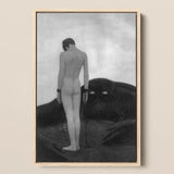 Feeling of Dependency - Sascha Schneider Art Print / Canvas Black-and-white Framed Artwork Nude Figure Chains Set Dark Sascha Schneider