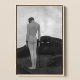 Feeling of Dependency - Sascha Schneider Art Print / Canvas Black-and-white Framed Artwork Nude Figure Chains Set Dark, Spectral Pallid