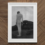 Feeling of Dependency - Sascha Schneider Art Print / Canvas Framed Monochrome Artwork Nude Figure Chains Shadowy Creature, Spectral Pallid