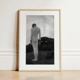 Feeling of Dependency - Sascha Schneider Art Print / Canvas Minimalist Wooden-framed Black-and-white Nude Figure Dark, Spectral Pallid