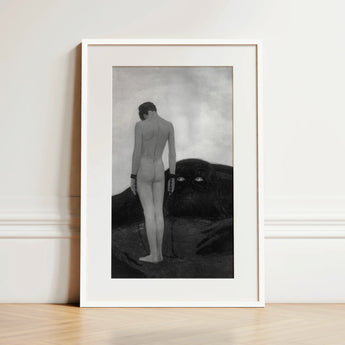 Feeling of Dependency - Sascha Schneider Art Print / Canvas Minimalist White-framed Black-and-white Nude Figure Shadowy, Spectral Pallid