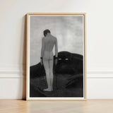 Feeling of Dependency - Sascha Schneider Art Print / Canvas Minimalist Wooden-framed Black-and-white Nude Figure Chains, Spectral Pallid