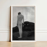 Feeling of Dependency - Sascha Schneider Art Print / Canvas Black-and-white Framed Artwork Nude Figure Chains Viewer Dark, Spectral Pallid