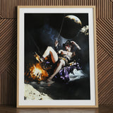 Feet to the Fire - Impresión artística surrealista de fantasía pirata gay / Lienzo, 24x32’’ / 61x81cm / Marco natural / Paspartú, Pósters Impresiones y Visual