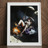 Feet to the Fire - Impresión artística surrealista de fantasía pirata gay / Lienzo, 24x32’’ / 61x81cm / Marco blanco / Paspartú, Pósters Impresiones y Visual