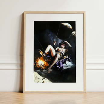 Feet to the Fire - Surreal Gay Pirate Fantasy Art Print / Canvas, 12x16’’ / 31x41cm / Natural Frame / Matboard, Posters Prints & Visual