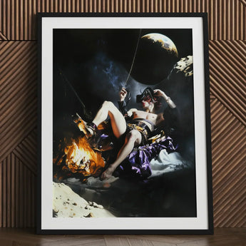 Feet to the Fire - Surreal Gay Pirate Fantasy Art Print / Canvas Black-framed Dramatic Scene Figure Dark, Queer Fantasies Ignites, Prints