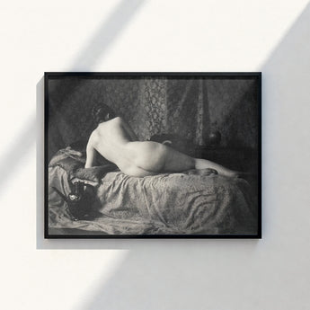 Black-framed Black-and-white Art Print Nude Figure Bed Anonymous Parisian Camera, Operator, Young Model, Bistre Register, Wet-collodion