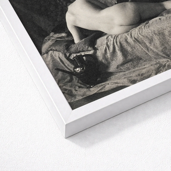 White Framed Black Photograph Nude Figure Textured Fabric Anonymous Parisian Camera, Operator, Young Model, Bistre Register, Wet-collodion