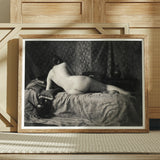 Female Nude from the Back Art Print / Canvas Framed Black-and-white Photographic Figure Bed Encased Anonymous Parisian Camera, Operator,