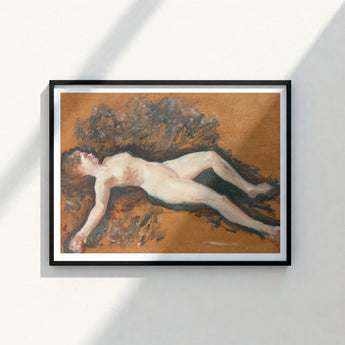 Framed Painting Nude Figure Earthy-toned Background Encased Sleek Francis Augustus, Panel Left Deliberately, Bare, Female, Lathrop’s, Oil