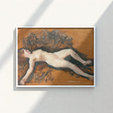 Framed Painting Nude Figure Earth-toned Ground Rendered Impressionistic Francis Augustus, Panel Left Deliberately, Bare, Female, Lathrop’s,