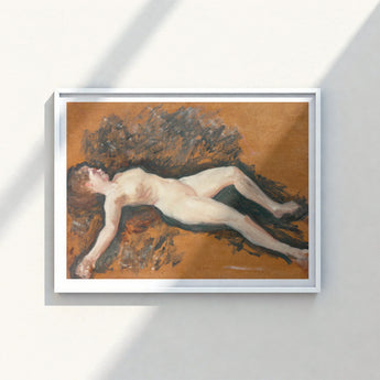 Framed Painting Nude Figure Earthy-toned Background Enclosed Sleek Francis Augustus, Panel Left Deliberately, Bare, Female, Lathrop’s, Oil
